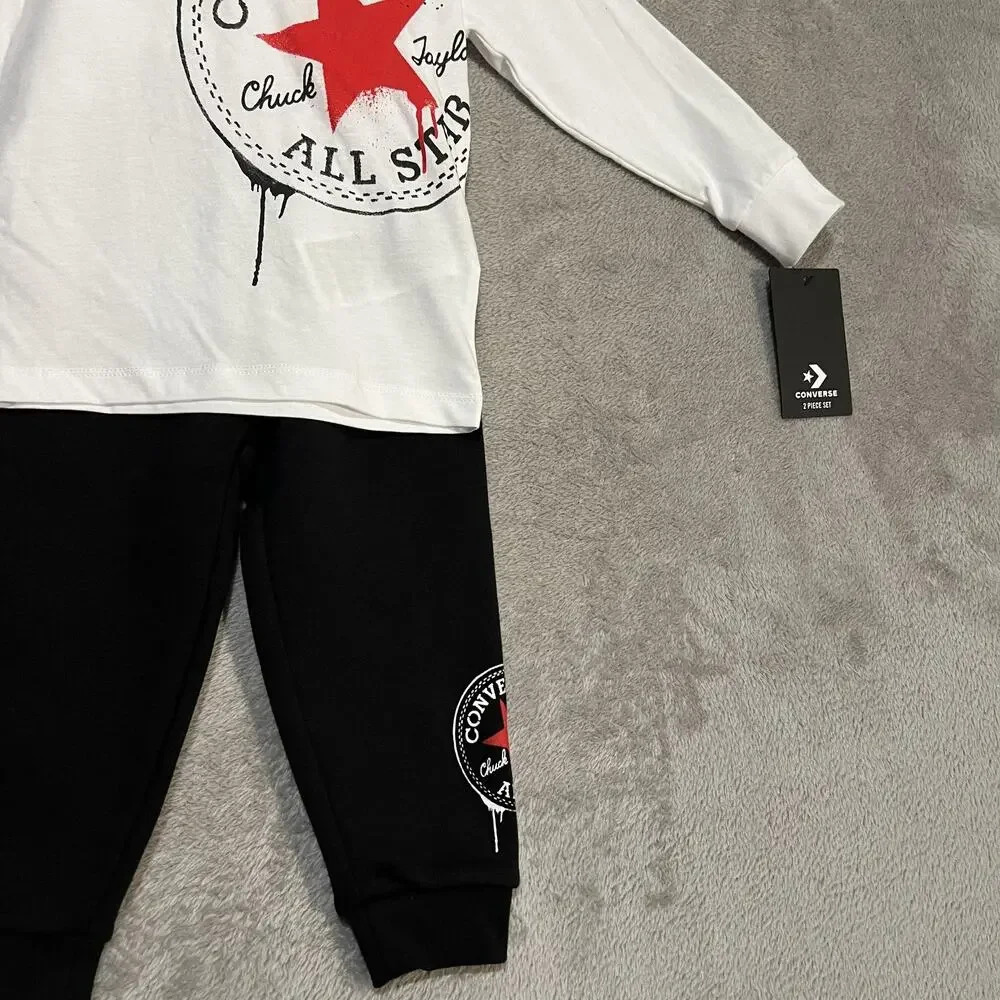 Converse Shirt Pants Set Toddler 24M White Black Chuck Taylor All Star Logo